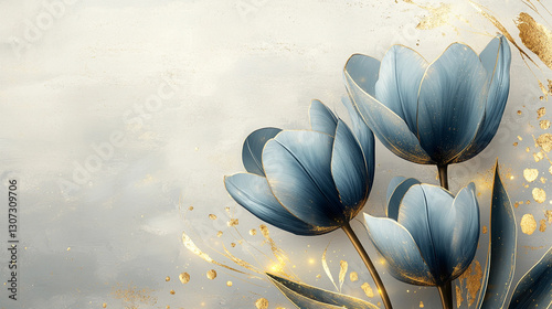 Niebieskie tulipany, karta na życzenia z miejscem na tekst generative ai © Elżbieta Kaps