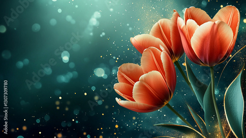 Czerwone tulipany, karta na życzenia z miejscem na tekst generative ai © Elżbieta Kaps