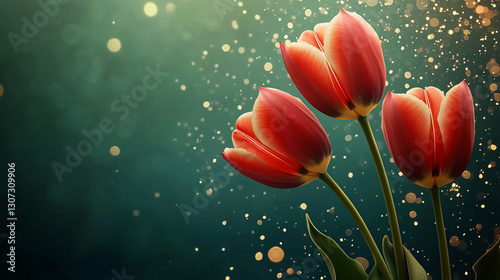 Czerwone tulipany, karta na życzenia z miejscem na tekst generative ai © Elżbieta Kaps