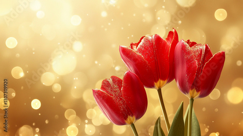Czerwone tulipany, karta na życzenia z miejscem na tekst generative ai © Elżbieta Kaps