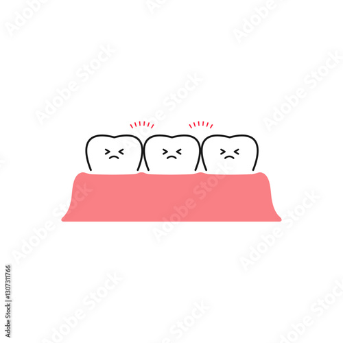 歯間が狭すぎる歯のキャラクターのイラスト