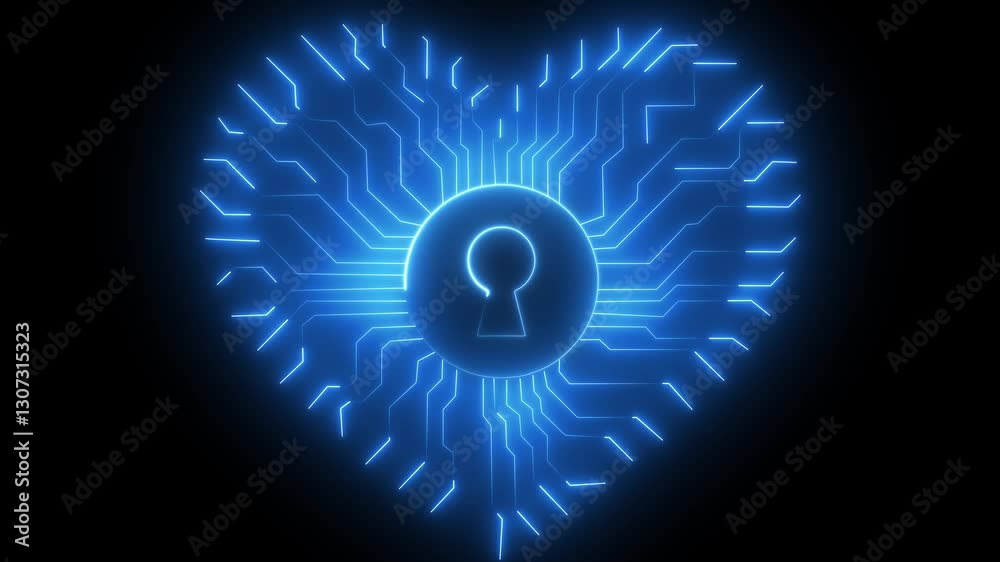 Heart love and romantic symbol digital concept. Cyber technology and computer network background.