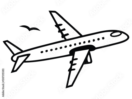 Minimalist Black and White Airliner Illustration in Motion