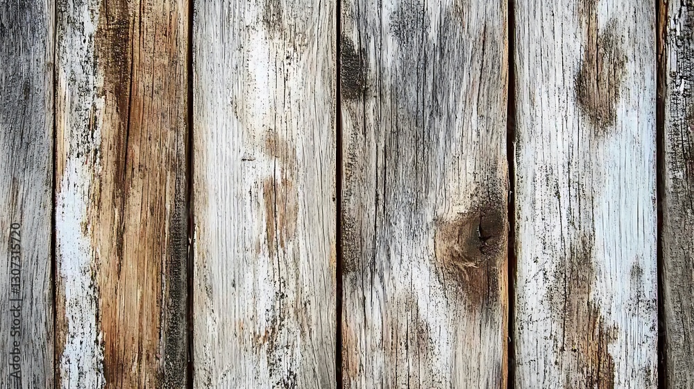 Naklejka premium Vertical wooden planks show distressed weathered textures and coloration