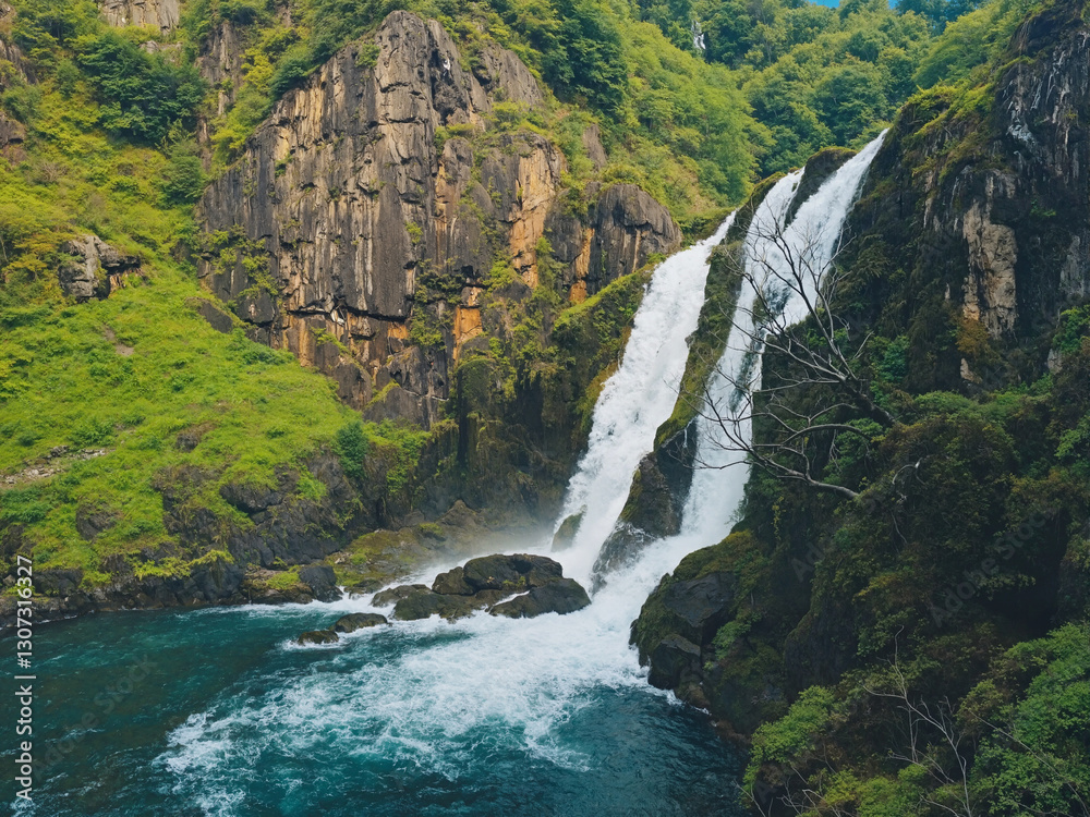 Water fall from a high cliff 