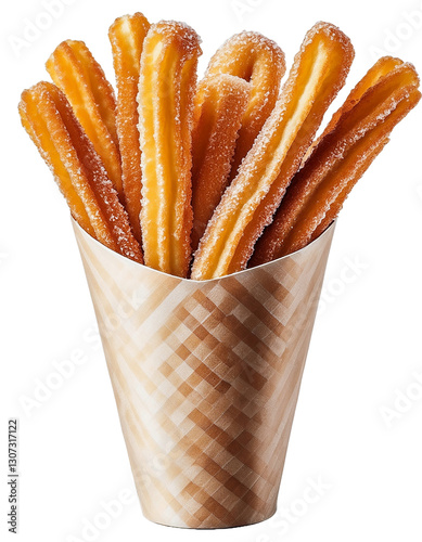  crispy churros coated in sugar isolated on transparent background Generative Ai