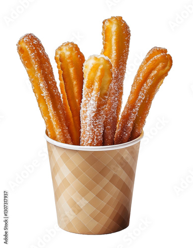  crispy churros coated in sugar isolated on transparent background Generative Ai