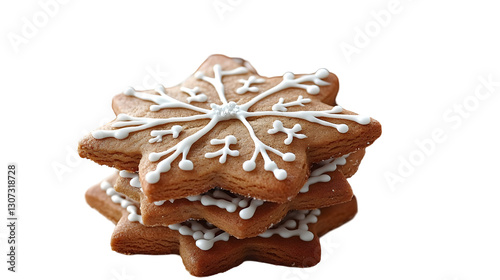 Gingerbread Cookies Stacked, Isolated on White Background