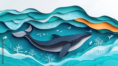 logo best kind bâ€™ys Newfoundland ocean whale Cove vibrant beautiful paper cut 3d incredibly high detail, 16k, octane rendering, gorgeous, ultra-wide angle, vibrant