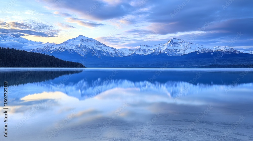 Serene Mountain Lake Reflection at Sunrise Peaceful Landscape Photo Serene Mountain Lake Reflection at Sunrise Peaceful Landscape Photo