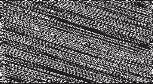 Monochrome texture composed of irregular graphic elements. Distressed uneven grunge background. Abstract vector illustration. Overlay for interesting effect and depth. Isolated on white background.