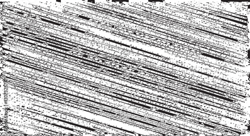 Monochrome texture composed of irregular graphic elements. Distressed uneven grunge background. Abstract vector illustration. Overlay for interesting effect and depth. Isolated on white background.