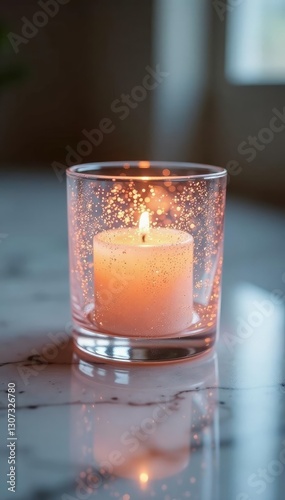 Wallpaper Mural Sparkling glass candle holder on marble floor, marble, sparkle Torontodigital.ca
