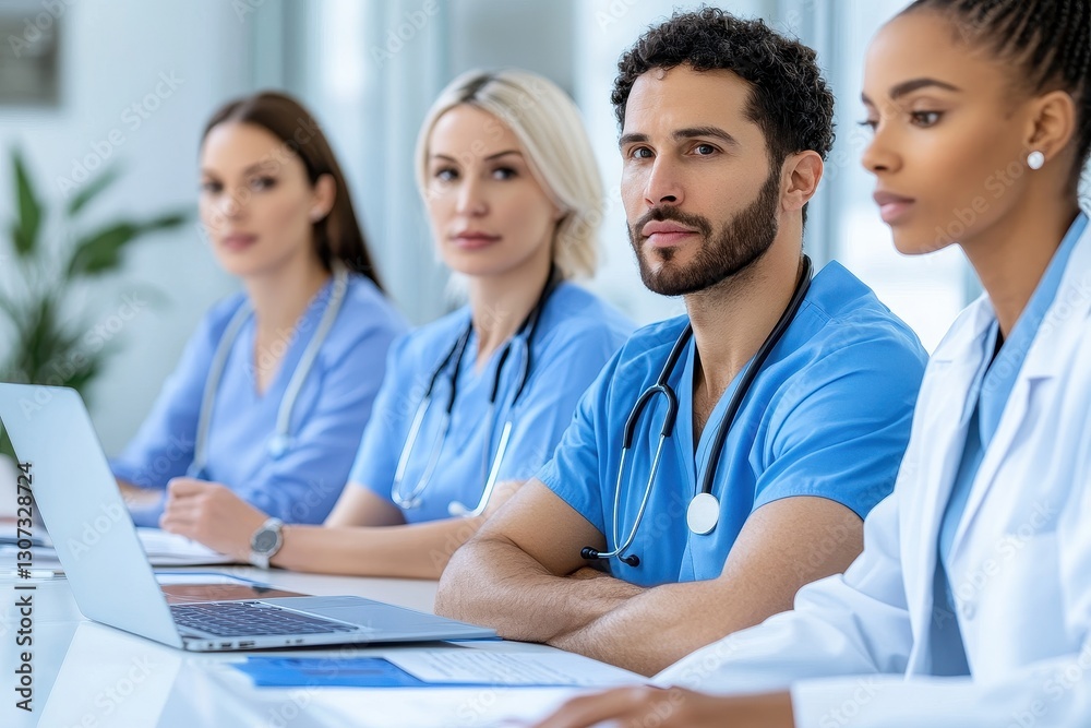 Focused Medical Team Analyzing Patient Information Focused Medical Team Analyzing Patient Information