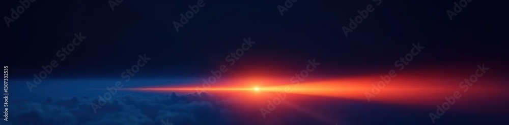 Naklejka premium Deep blue gradient fades to black, vibrant orange glow emanates from bottom , orange, fantasy, graphics