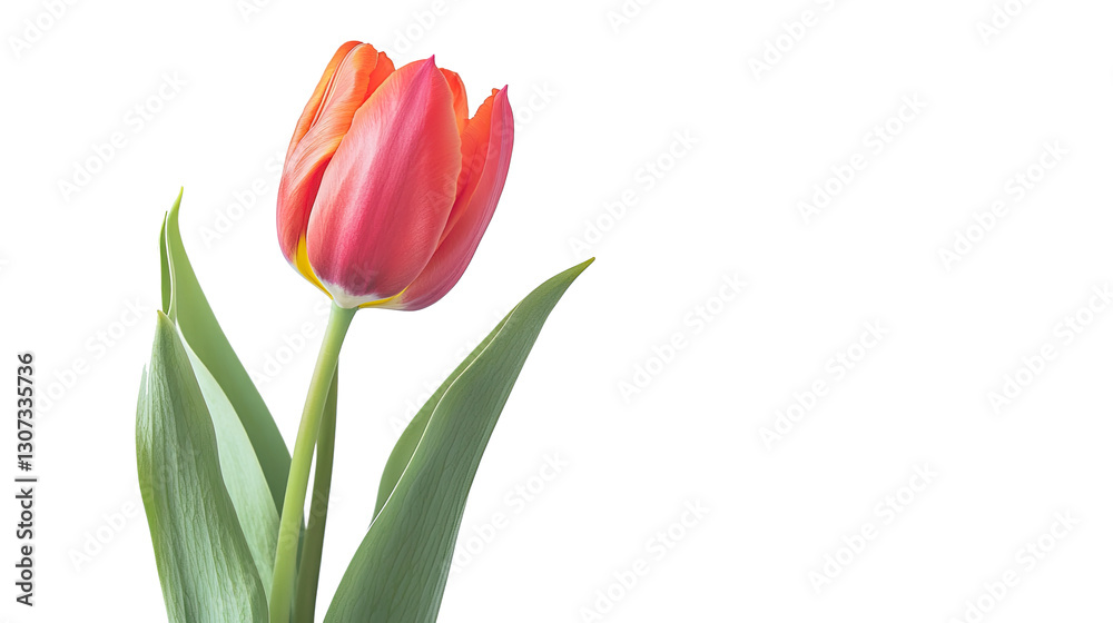 PNG red tulip with green leaves and soft petals in a realistic botanical style PNG red tulip with green leaves and soft petals in a realistic botanical style