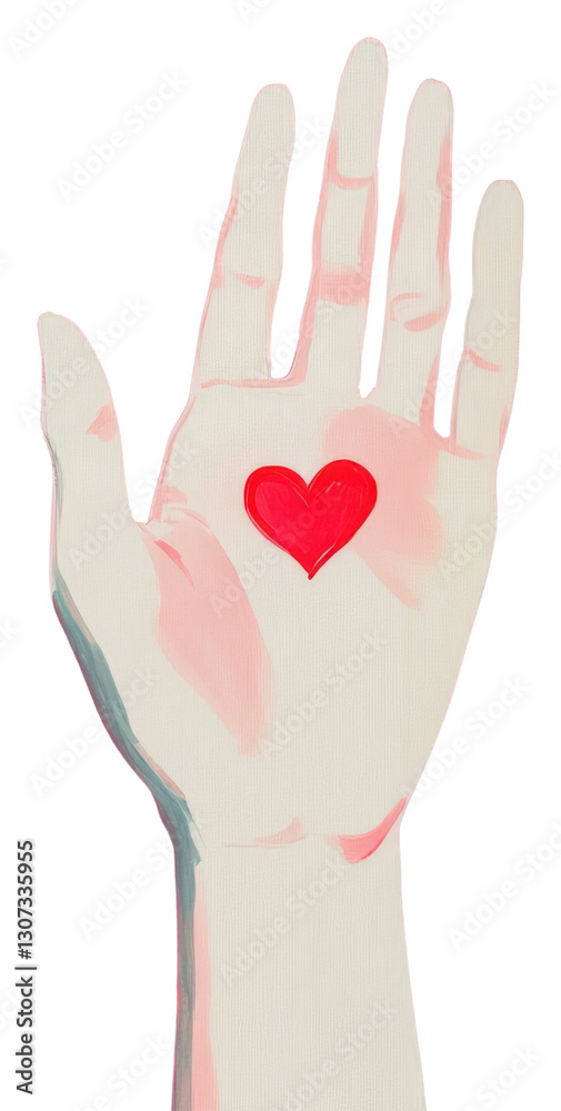 Obraz premium PNG Hand with two red hearts symbol background design.