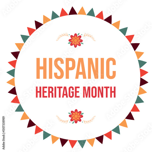 Hispanic Heritage Month. National Hispanic Heritage Month text, Spanish pattern.	
