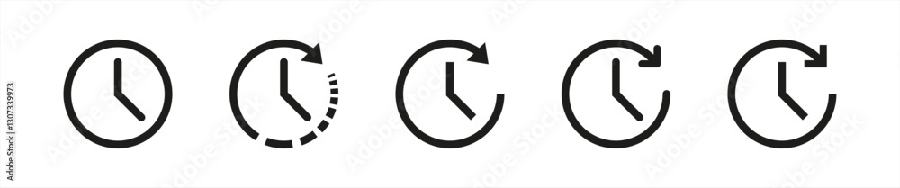 Clock with arrow circle. Time icon symbol isolated on white background. Vector 10 eps. Clock with arrow circle. Time icon symbol isolated on white background. Vector 10 eps.