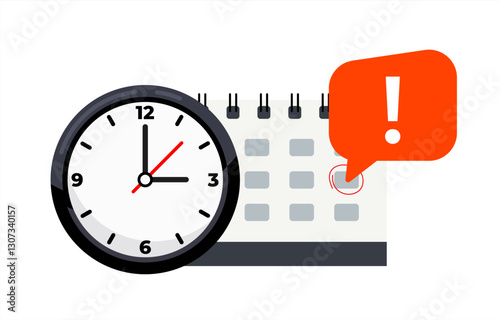 Calendar and clock icon. Calendar date deadline notification. Appointment, schedule, important date. Time and date. Deadline on a calendar, event notification. Event reminder scheduled on agenda 10eps