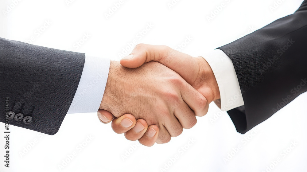 A dynamic handshake between two business professionals in a well-lit, modern office A dynamic handshake between two business professionals in a well-lit, modern office