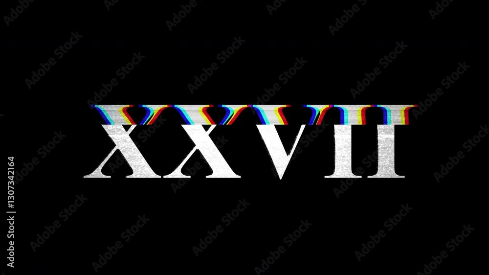 Glitch Effects Roman Numerals XXVII. A Glitch Art Digital Distortion Isolated On Transparent Background with Alpha Channel