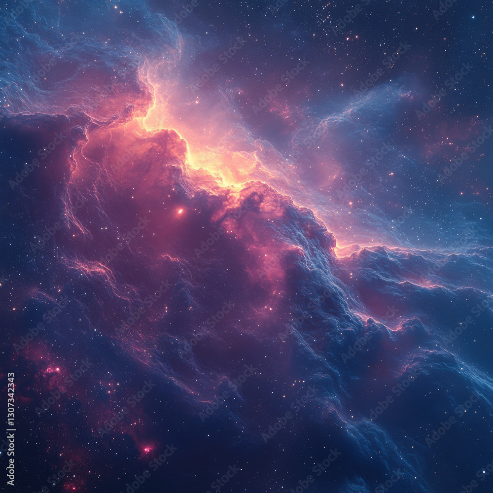 Fototapeta premium Cosmic wonders nebula phenomena outer space digital art galactic environment wide-angle view astrophysics concept