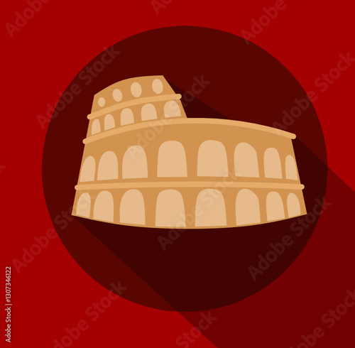 Colosseum in Italy icon in cartoon style isolated on white background. Countries symbol stock vector illustration.