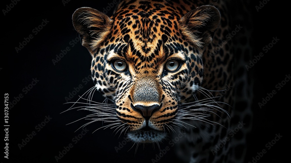 Majestic Leopard with Glowing Eyes Staring into Darkness Capturing the Essence of the Wild Majestic Leopard with Glowing Eyes Staring into Darkness Capturing the Essence of the Wild