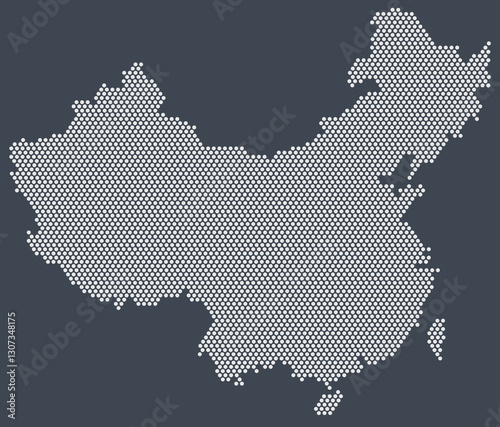 Photography Abstract map of China created from white dots on a dark background