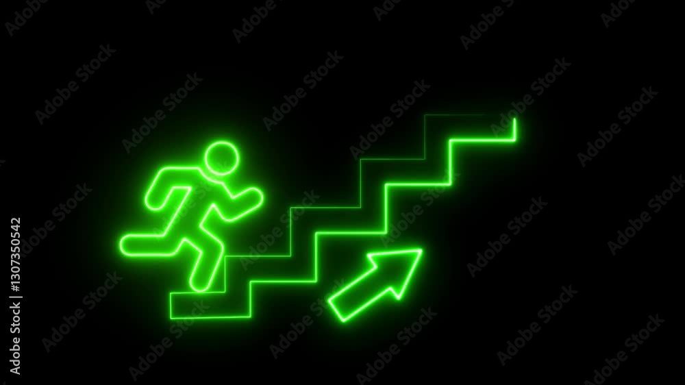 Glowing neon line of man conquering mountain peak icon isolated on transparent background Business concept of victory, success, goal achiever Success icon animation with neon shine on black ... Glowing neon line of man conquering mountain peak icon isolated on transparent background Business concept of victory, success, goal achiever Success icon animation with neon shine on black ...