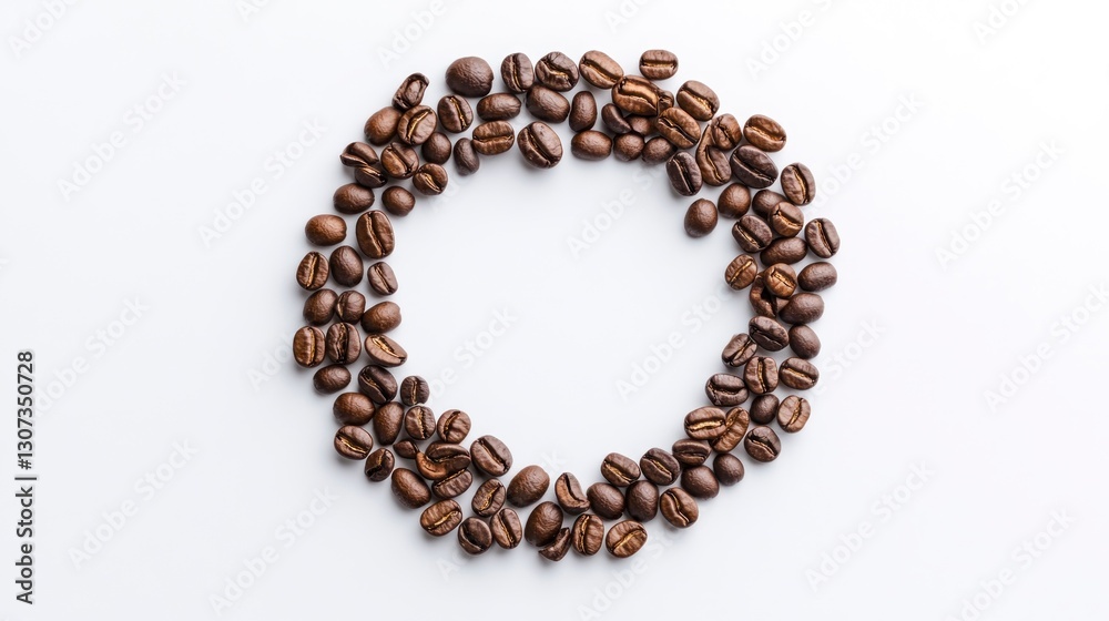 Coffee Beans Forming a Circle Frame on a White Background Coffee Beans Forming a Circle Frame on a White Background