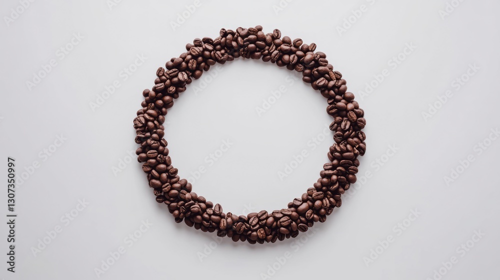 Coffee Bean Wreath Creative Layout on White Background for Decoration Coffee Bean Wreath Creative Layout on White Background for Decoration