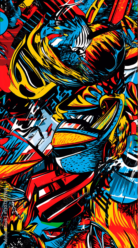 An illustration effect of an abstract pattern design with various colors filling the screen An illustration effect of an abstract pattern design with various colors filling the screen