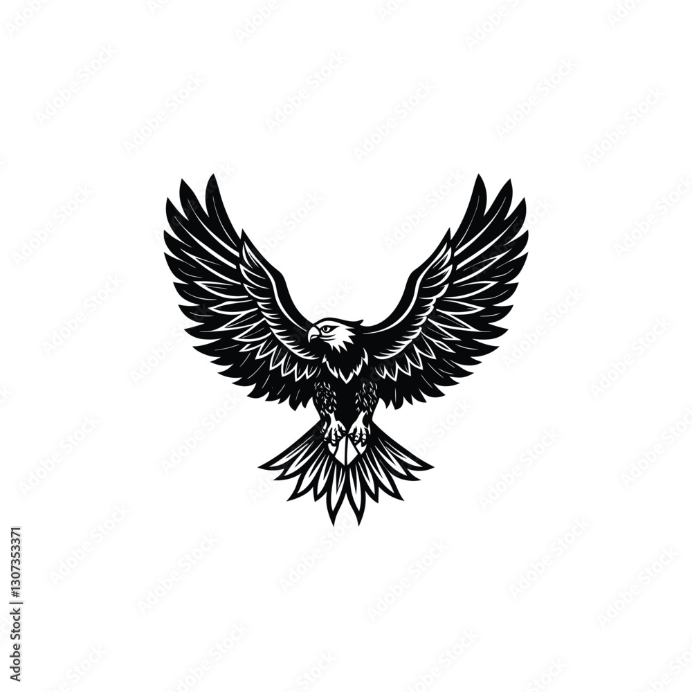 Fototapeta premium Flying Eagle Detailed Vector Silhouette Design | Eagle Vector