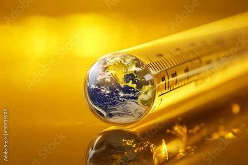 Earth enclosed in thermometer symbolizing global warming concept