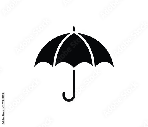 Simple black umbrella icon for weather or protection concept