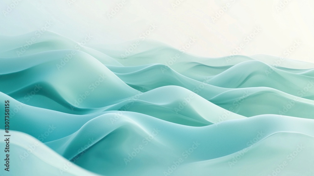 Obraz premium Smooth abstract turquoise flowing waves of a gentle gradient