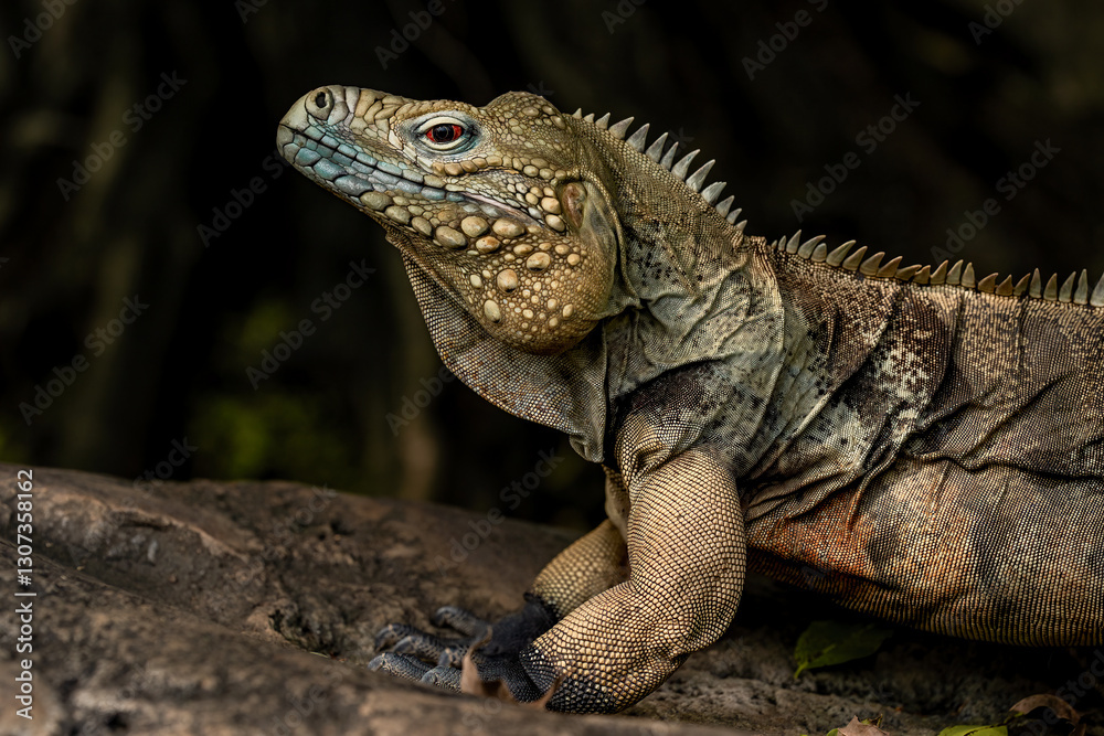 Blue Iguana (Cyclura lewisi) or Cayman Island Rock Iguana, is an endangered species of lizard which is endemic to the island of Grand Cayman. Blue Iguana (Cyclura lewisi) or Cayman Island Rock Iguana, is an endangered species of lizard which is endemic to the island of Grand Cayman.