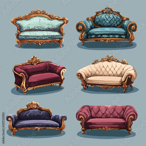 set of sofa vector