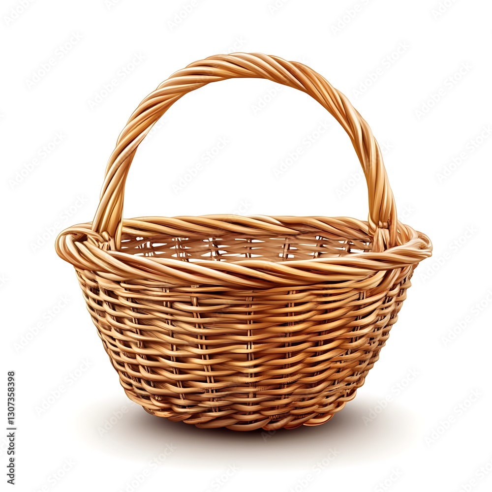 Empty Wicker Basket Isolated on White Empty Wicker Basket Isolated on White