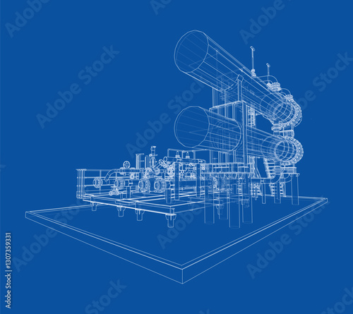 Petroleum heater exchanger. Vector rendering of 3d