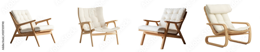 The 3d rendering features an isolated modern mid century chair that combines wood and wicker materials The 3d rendering features an isolated modern mid century chair that combines wood and wicker materials