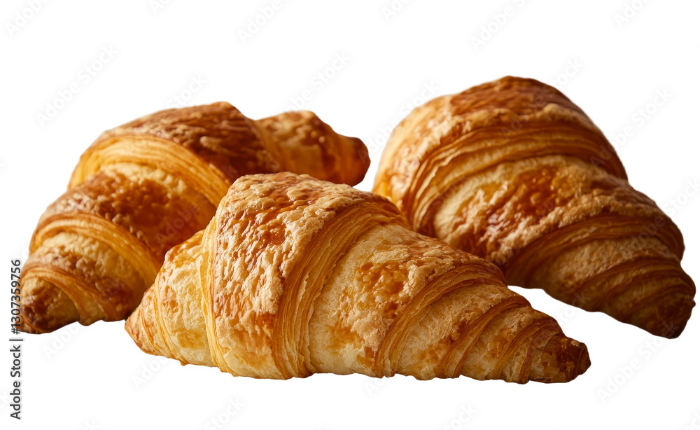 A mouthwatering Bavarian breakfast pastry with marmalade and a flaky French croissant are beautifully presented on a plain white background A mouthwatering Bavarian breakfast pastry with marmalade and a flaky French croissant are beautifully presented on a plain white background
