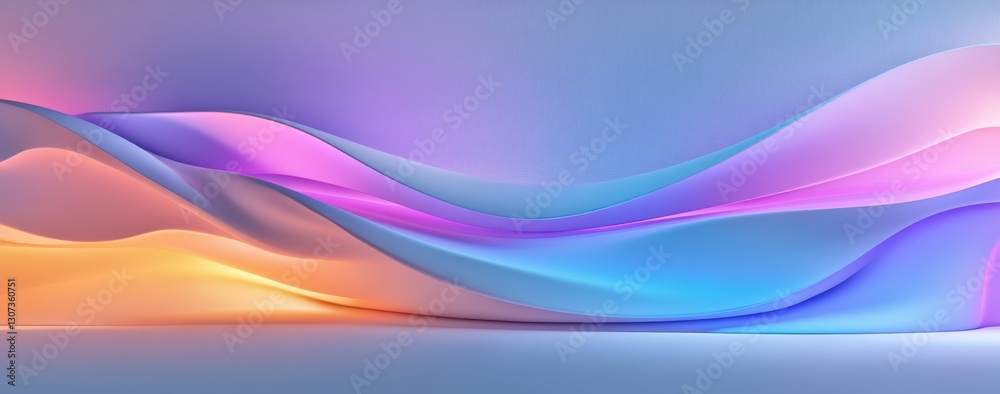 Abstract wave pattern with soft gradients in shades of blue, pink, purple, and orange for digital backgrounds and creative design projects.