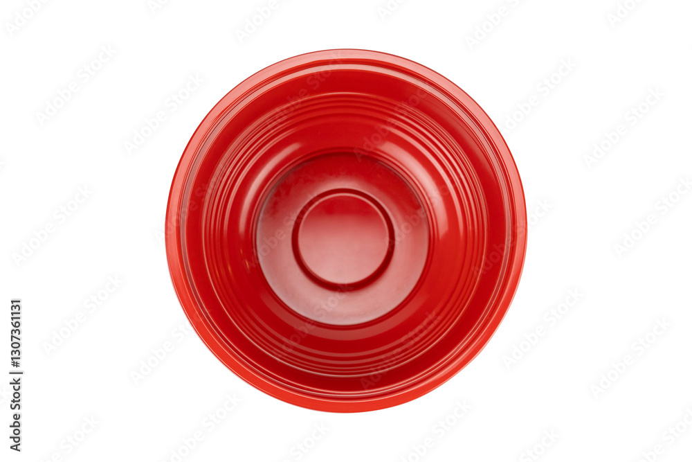 Top view of Red plastic bowl isolated on white background with clipping path. Top view of Red plastic bowl isolated on white background with clipping path.