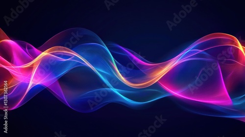 Colorful flowing waves in a vibrant dark gradient background