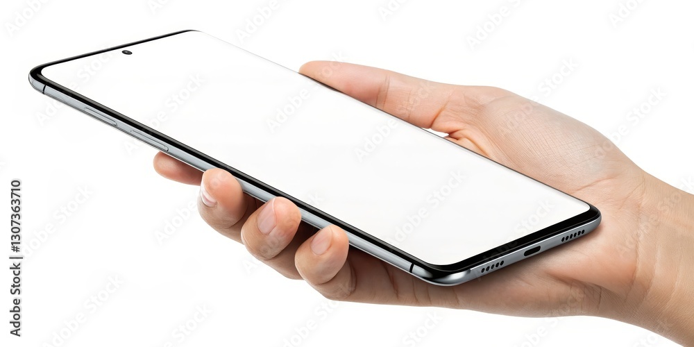 Hand Holding Smartphone Blank Screen Mockup, High-Resolution Image, Modern Device Smartphone Mockup, Mobile Phone Hand Holding Smartphone Blank Screen Mockup, High-Resolution Image, Modern Device Smartphone Mockup, Mobile Phone