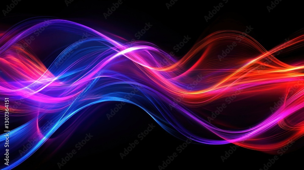 Obraz premium Abstract digital artwork depicting flowing light waves of various vibrant colors