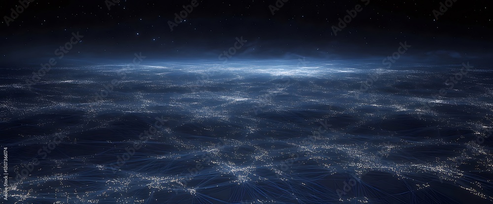 Global network at night, starry sky Global network at night, starry sky